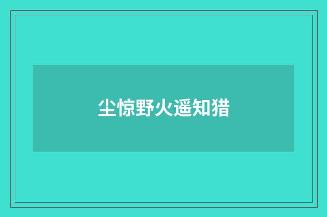 尘惊野火遥知猎