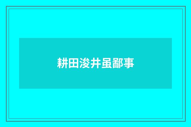 耕田浚井虽鄙事