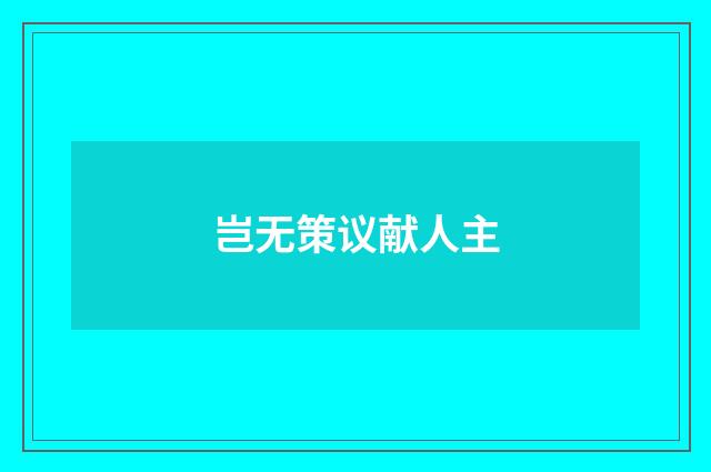 岂无策议献人主