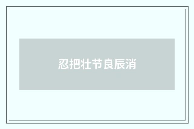 忍把壮节良辰消