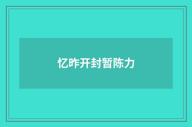 忆昨开封暂陈力