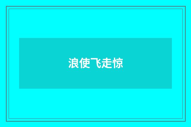 浪使飞走惊