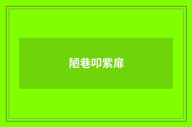 陋巷叩紫扉