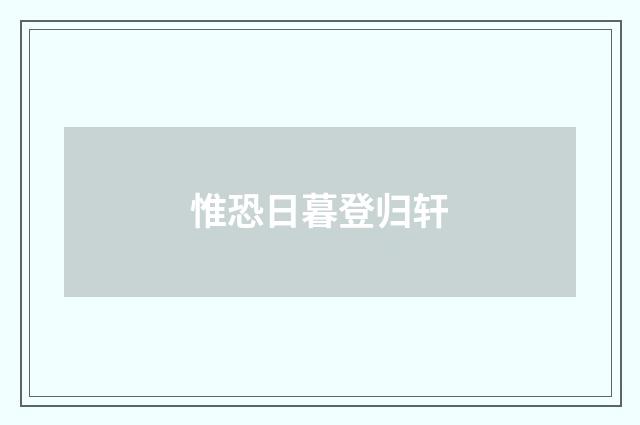 惟恐日暮登归轩