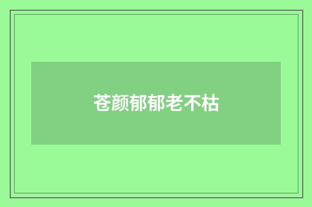 苍颜郁郁老不枯