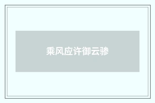 乘风应许御云骖