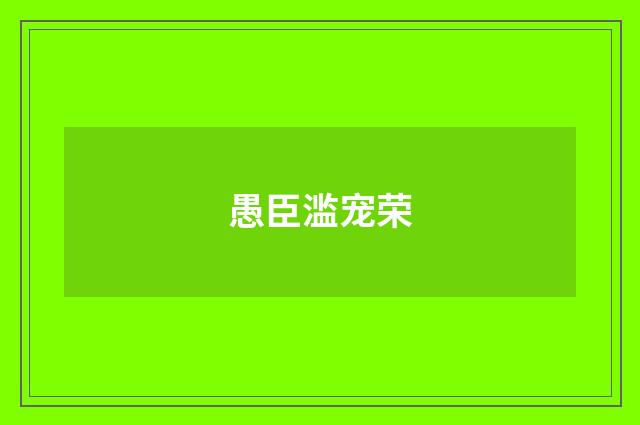 愚臣滥宠荣