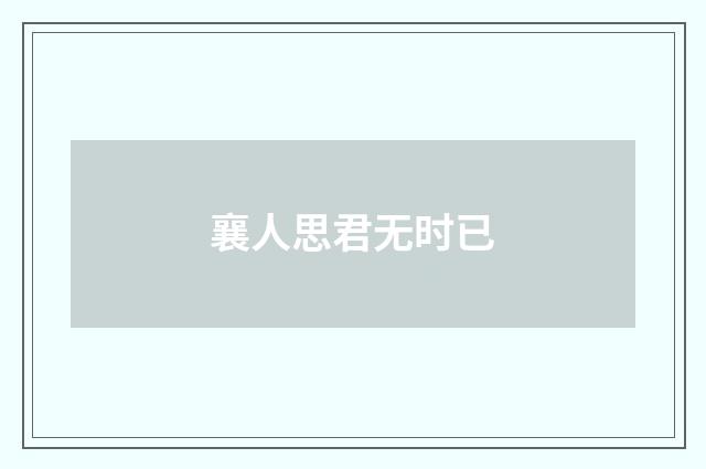 襄人思君无时已