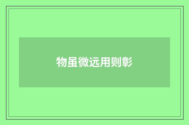 物虽微远用则彰