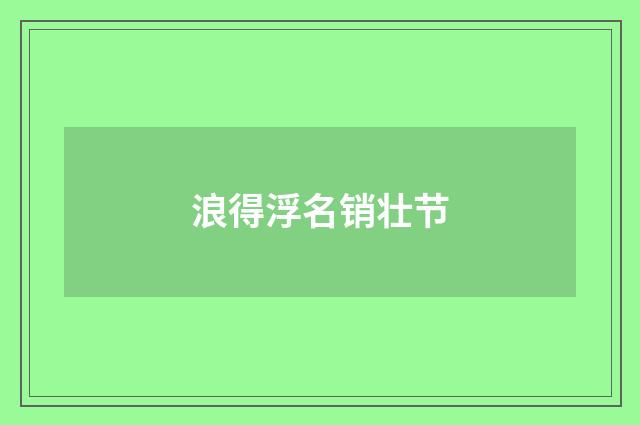 浪得浮名销壮节