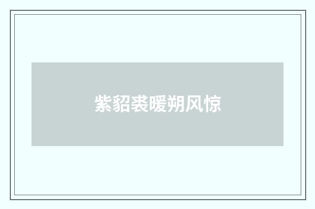 紫貂裘暖朔风惊