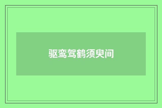 驱鸾驾鹤须臾间