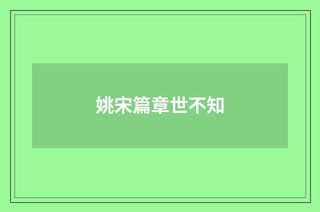 姚宋篇章世不知