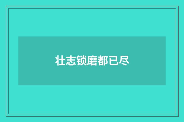 壮志锁磨都已尽
