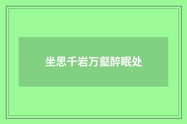 坐思千岩万壑醉眠处