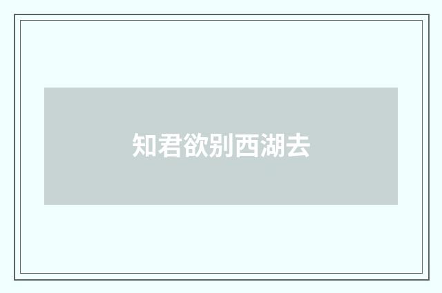 知君欲别西湖去