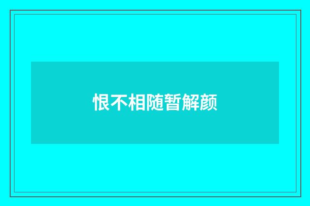 恨不相随暂解颜