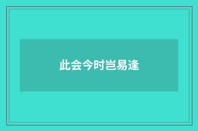此会今时岂易逢