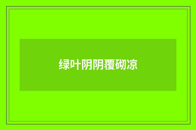 绿叶阴阴覆砌凉