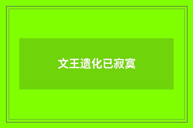 文王遗化已寂寞