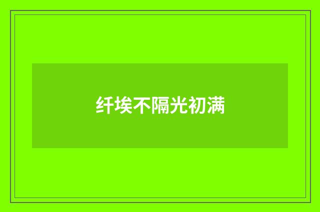 纤埃不隔光初满