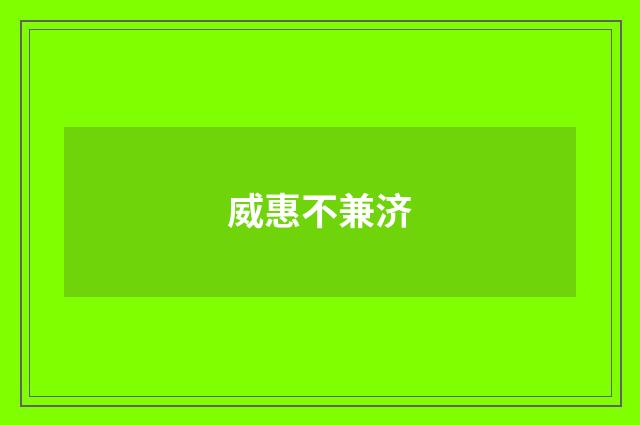 威惠不兼济