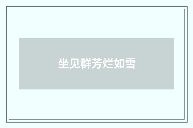 坐见群芳烂如雪