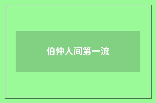 伯仲人间第一流