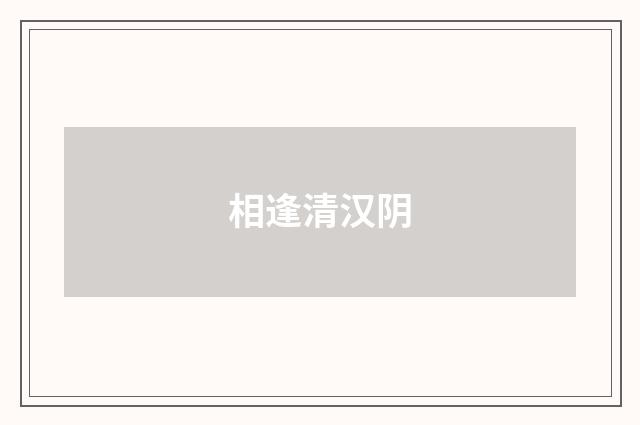 相逢清汉阴