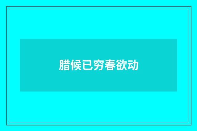 腊候已穷春欲动