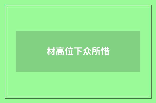 材高位下众所惜