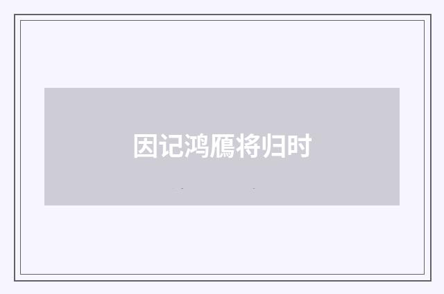 因记鸿鴈将归时