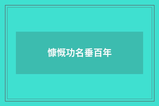 慷慨功名垂百年