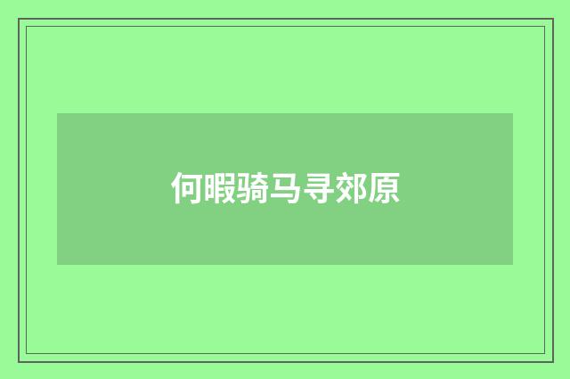 何暇骑马寻郊原
