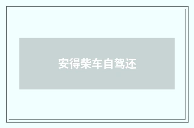 安得柴车自驾还