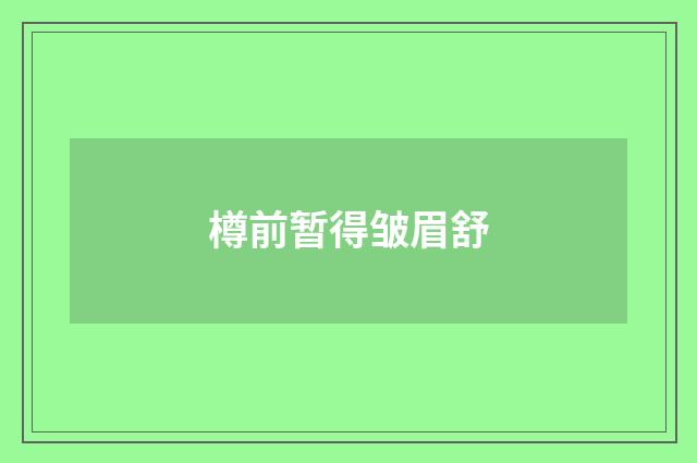樽前暂得皱眉舒
