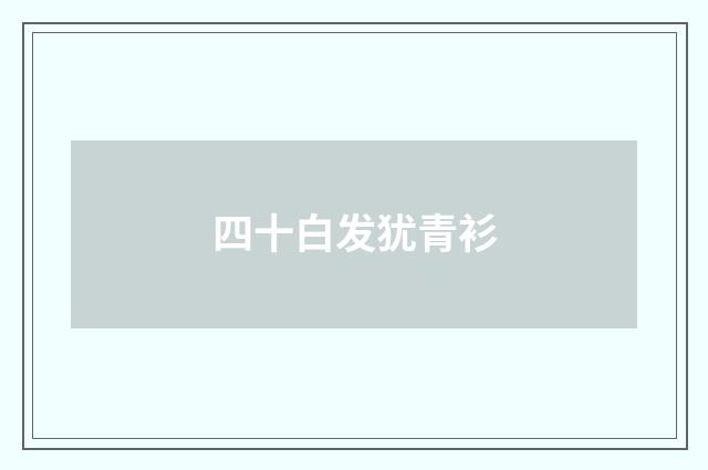 四十白发犹青衫
