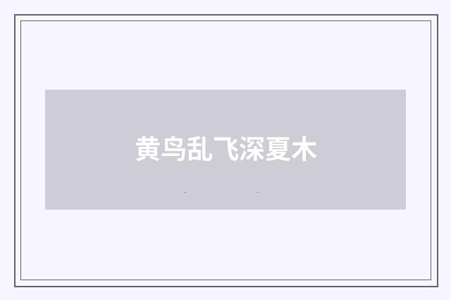 黄鸟乱飞深夏木