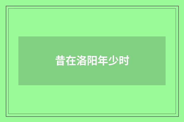 昔在洛阳年少时