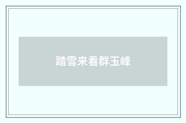 踏雪来看群玉峰