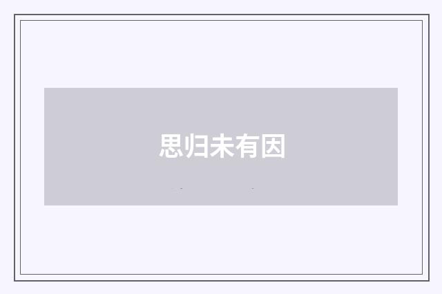 思归未有因