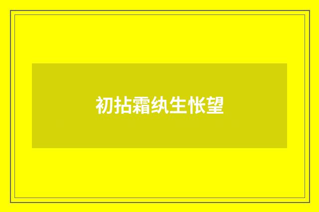 初拈霜纨生怅望