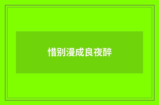 惜别漫成良夜醉