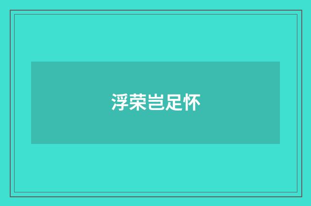 浮荣岂足怀