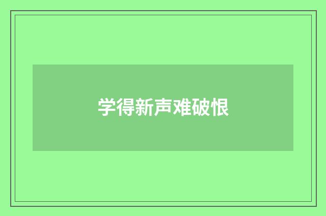学得新声难破恨