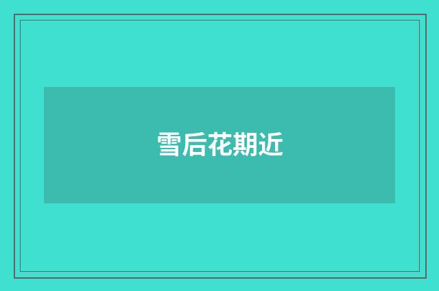 雪后花期近