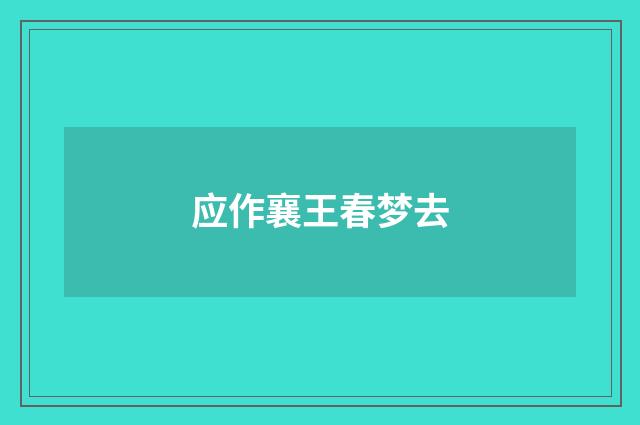 应作襄王春梦去