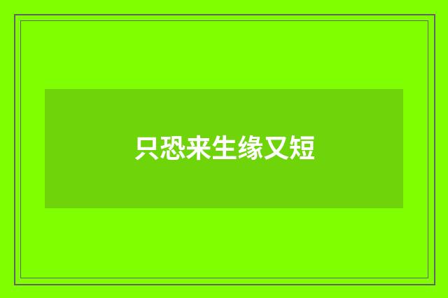 只恐来生缘又短