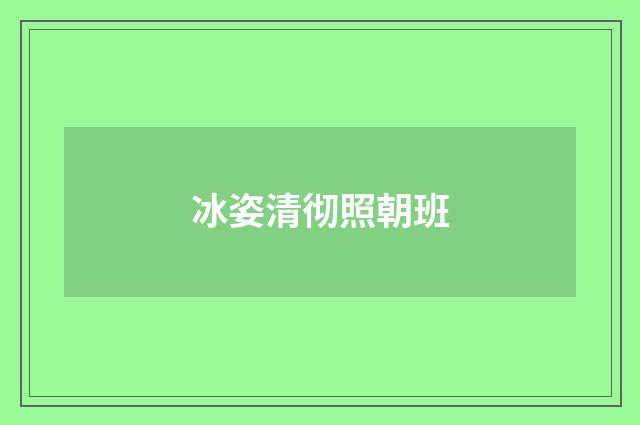 冰姿清彻照朝班