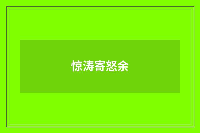 惊涛寄怒余